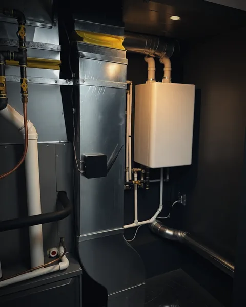 Furnace and tankless water heater in one closet